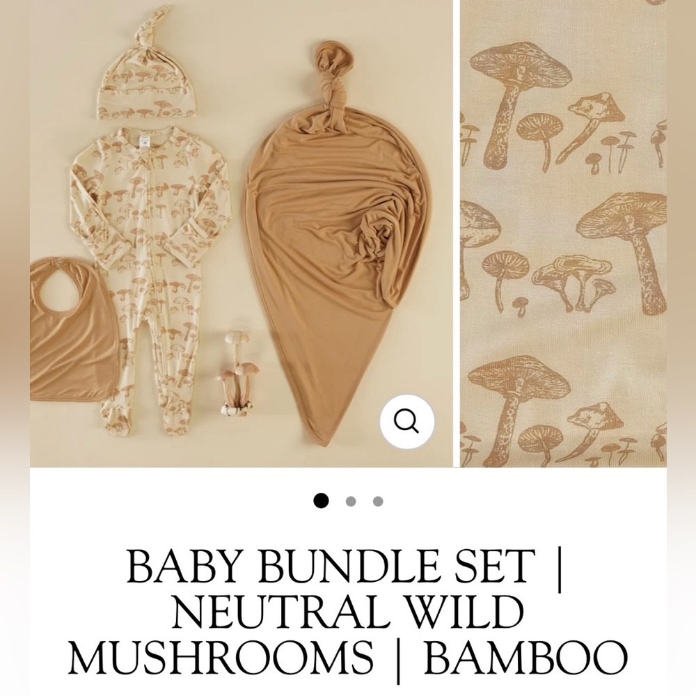 BABY BUNDLE SET NEUTRAL WILD MUSHROOMS | BAMBOO nature gender neutral toadstool